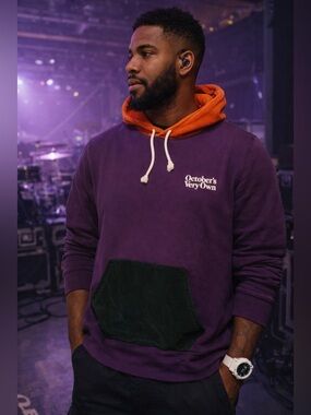 OVO October's Very Own Hoodie Men's Medium Purple Orange Corduroy Hood Drake